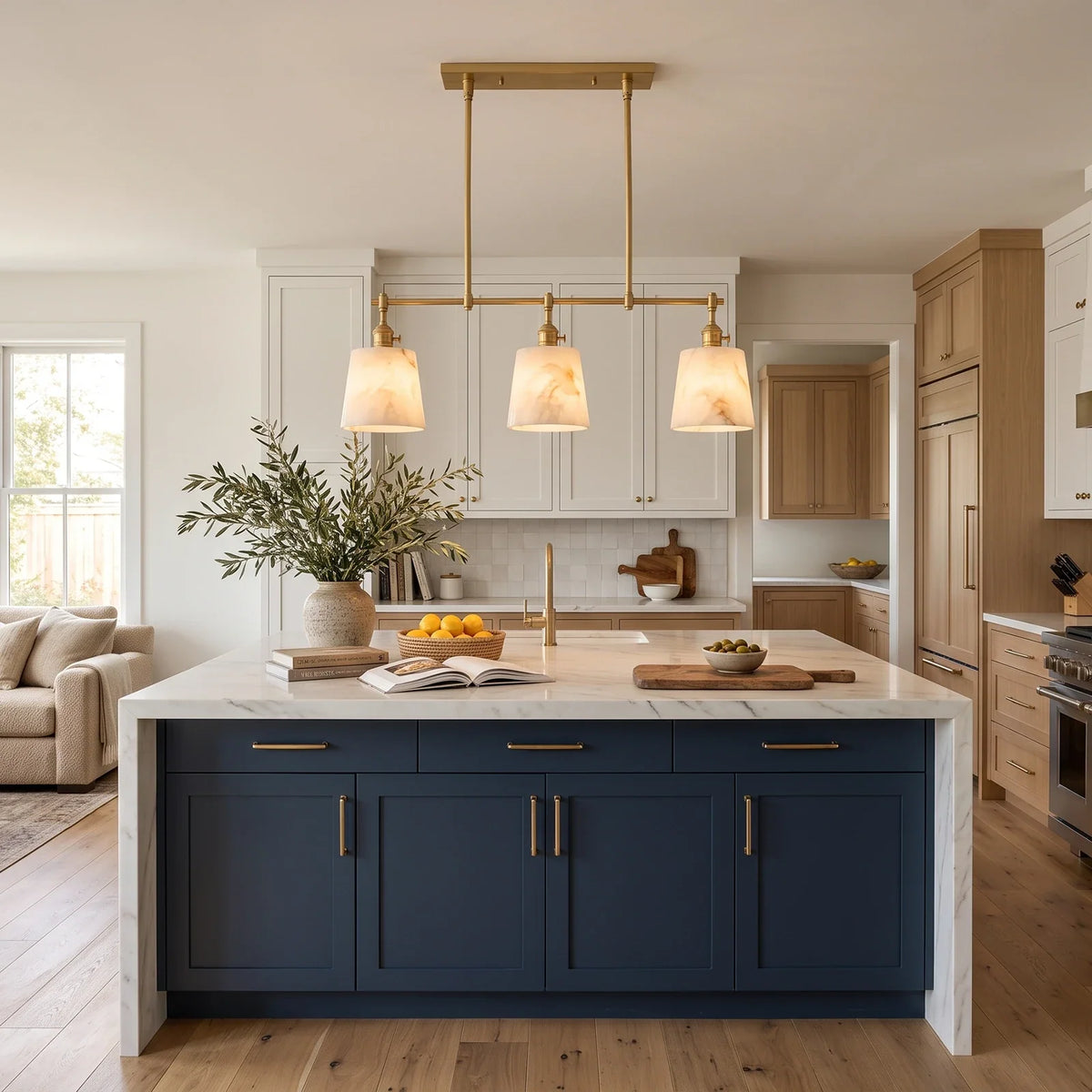 Ashbury 3-Light Alabaster Linear Chandelier – Alabaster detail 2