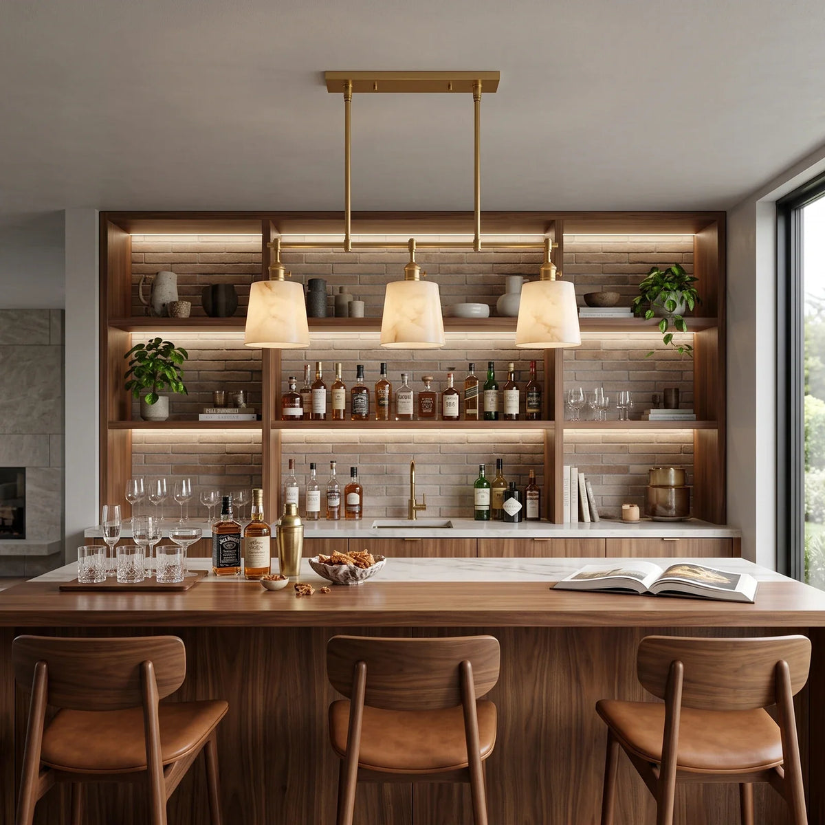 Ashbury 3-Light Alabaster Linear Chandelier – Alabaster detail 6