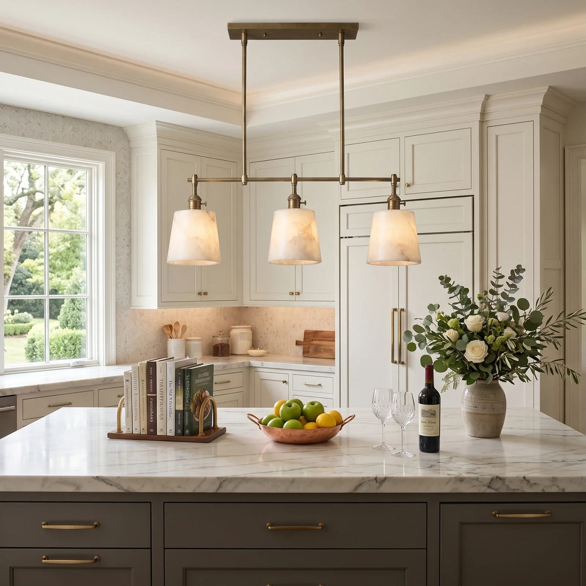 Ashbury 3-Light Alabaster Linear Chandelier – Alabaster detail 8