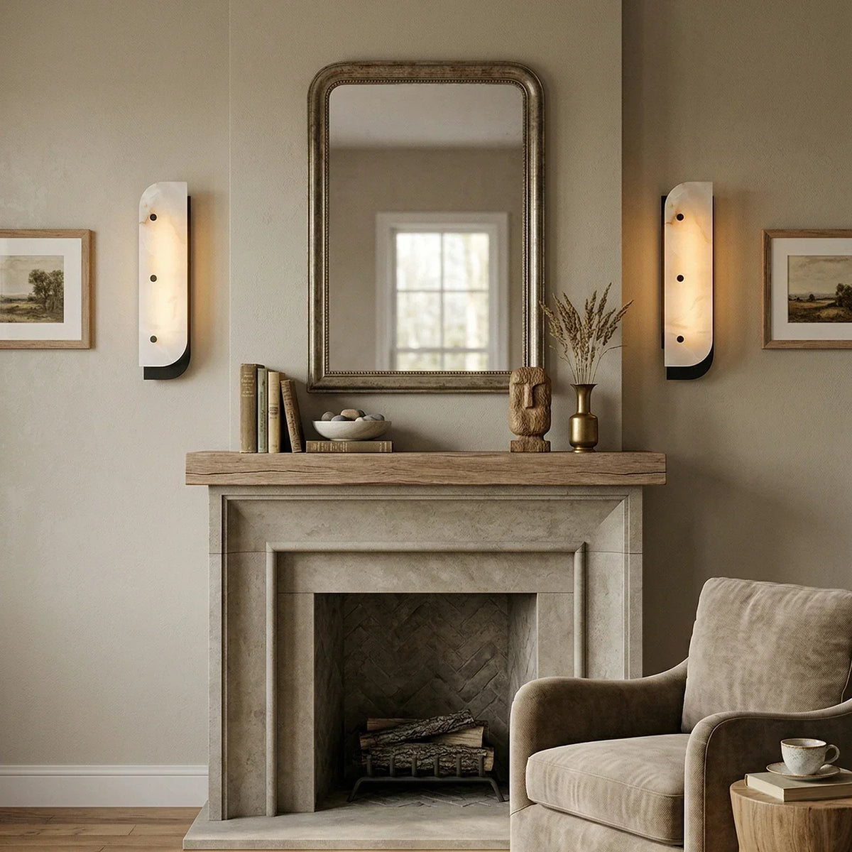 Asymmetrical Elaris Alabaster Wall Lamp – Alabaster detail 10