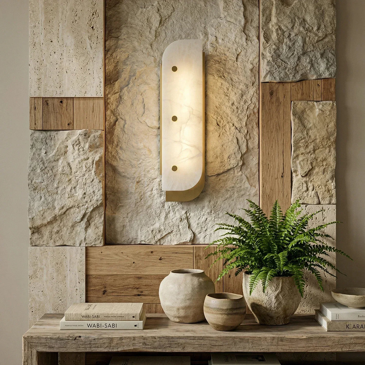 Asymmetrical Elaris Alabaster Wall Lamp – Alabaster detail 2