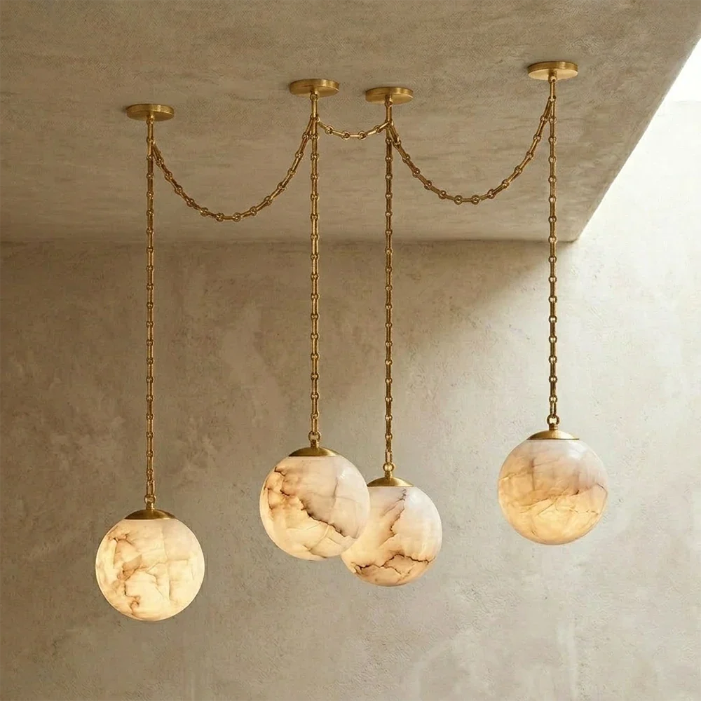 Alabaster Spherical Chain Chandelier – Alabaster detail 28