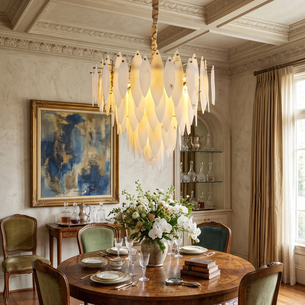 Aveline Alabaster Petal Chandelier – Alabaster detail 6
