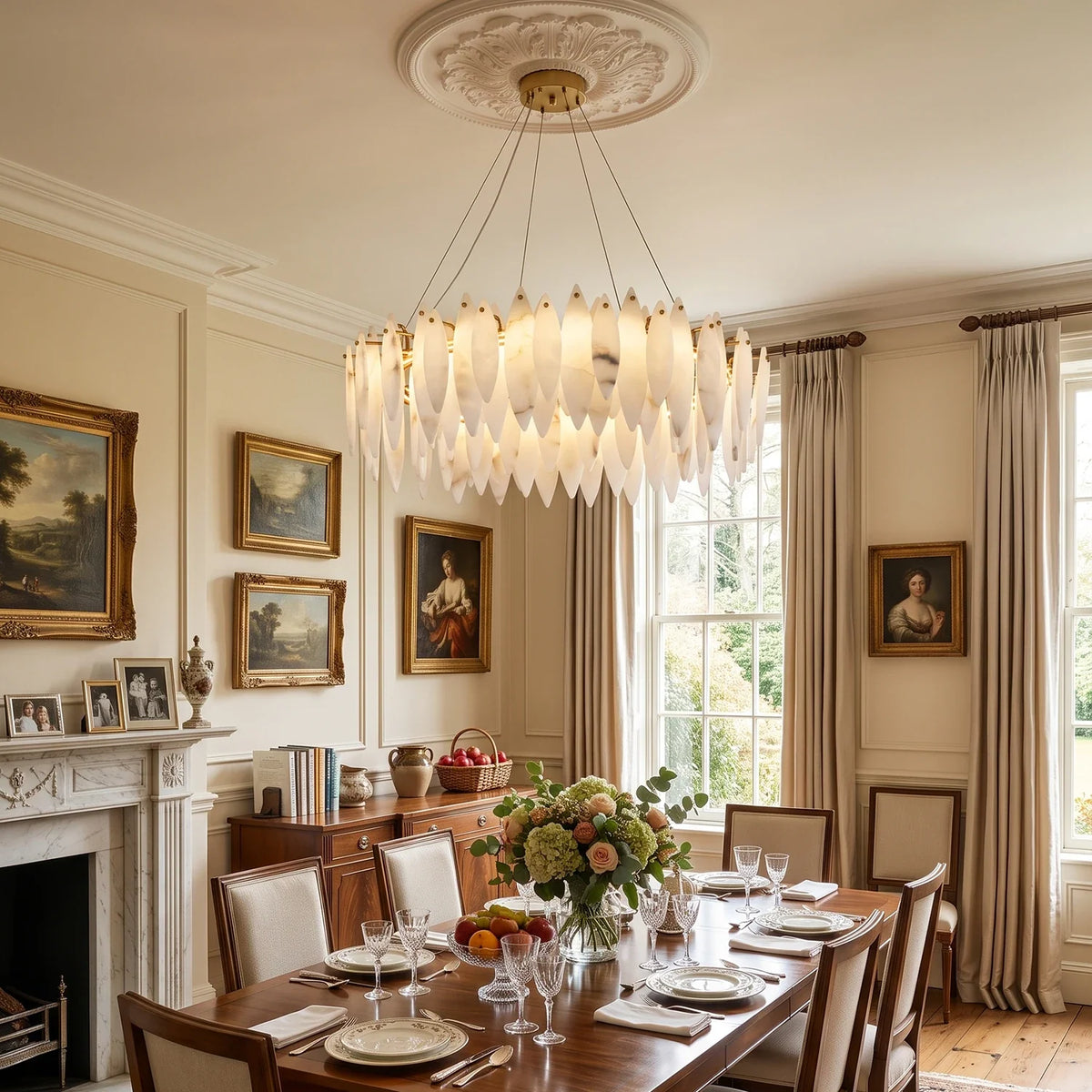Aveline Alabaster Petal Chandelier – Alabaster detail 5