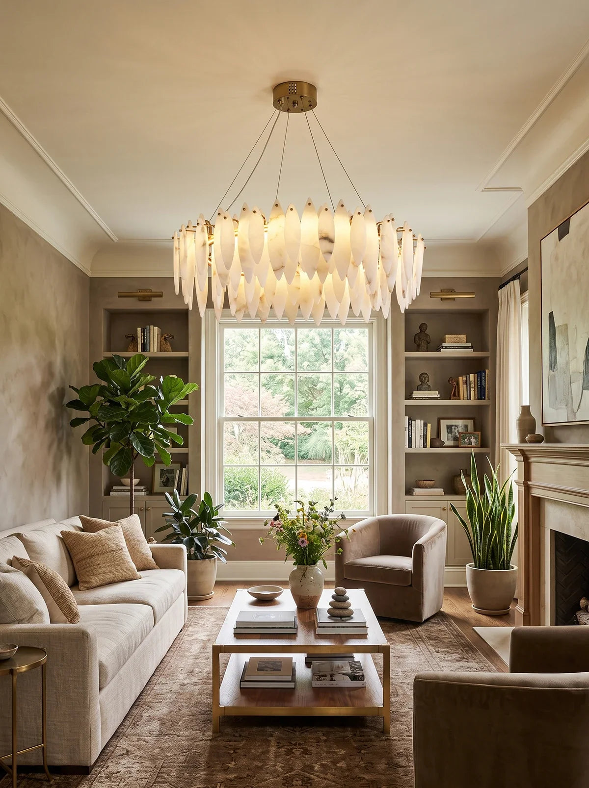 Aveline Alabaster Petal Chandelier – Alabaster detail 10