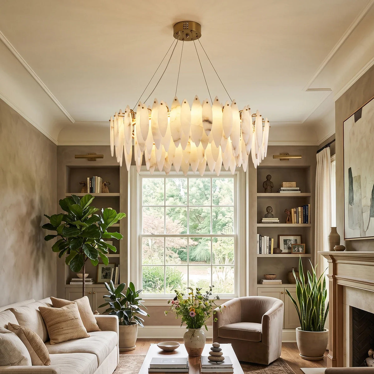 Aveline Alabaster Petal Chandelier – Alabaster detail 3