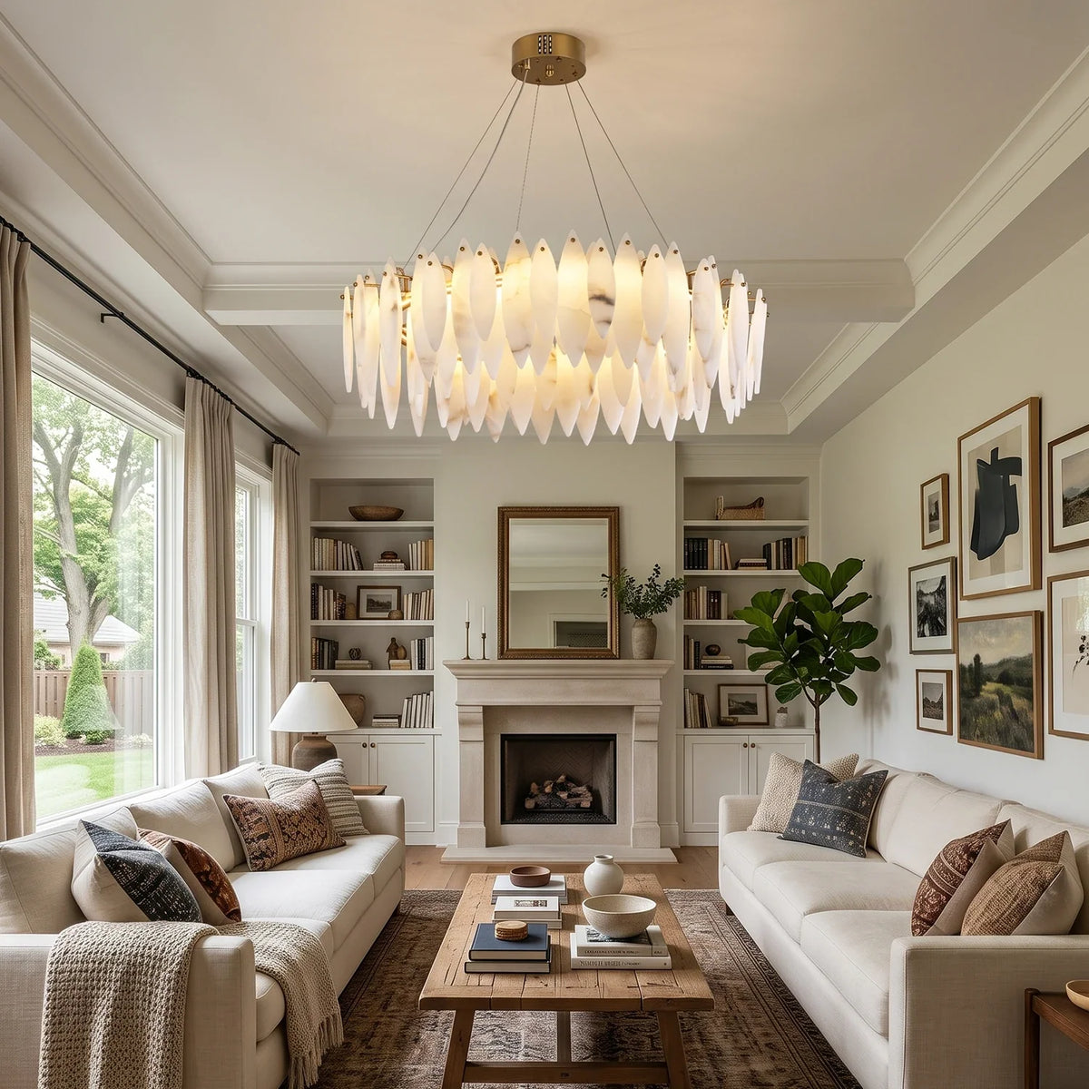 Aveline Alabaster Petal Chandelier – Alabaster detail 8