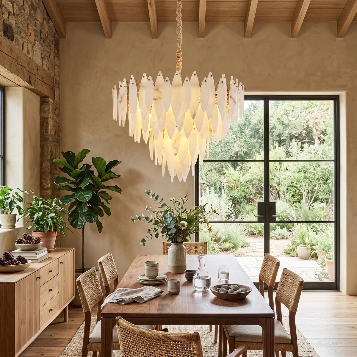 Aveline Alabaster Petal Chandelier – Alabaster detail 7