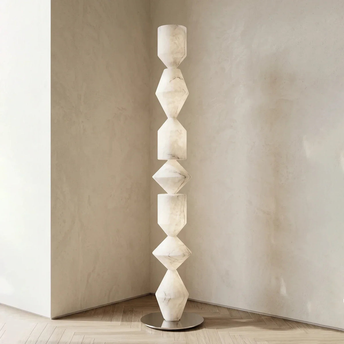 Sculptural Layered Alabaster Floor Lamp – Alabaster detail 14