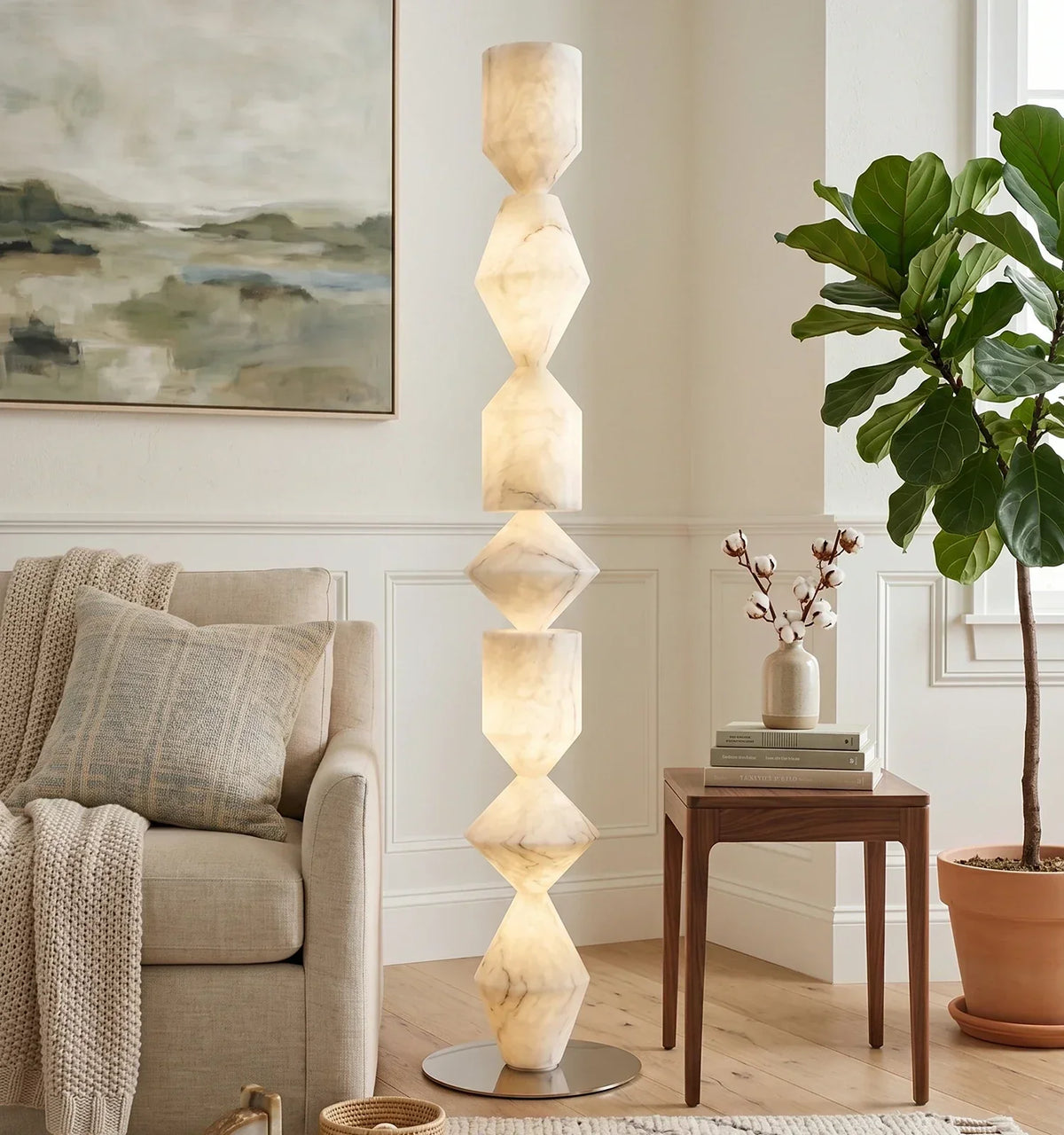 Sculptural Layered Alabaster Floor Lamp – Alabaster detail 5