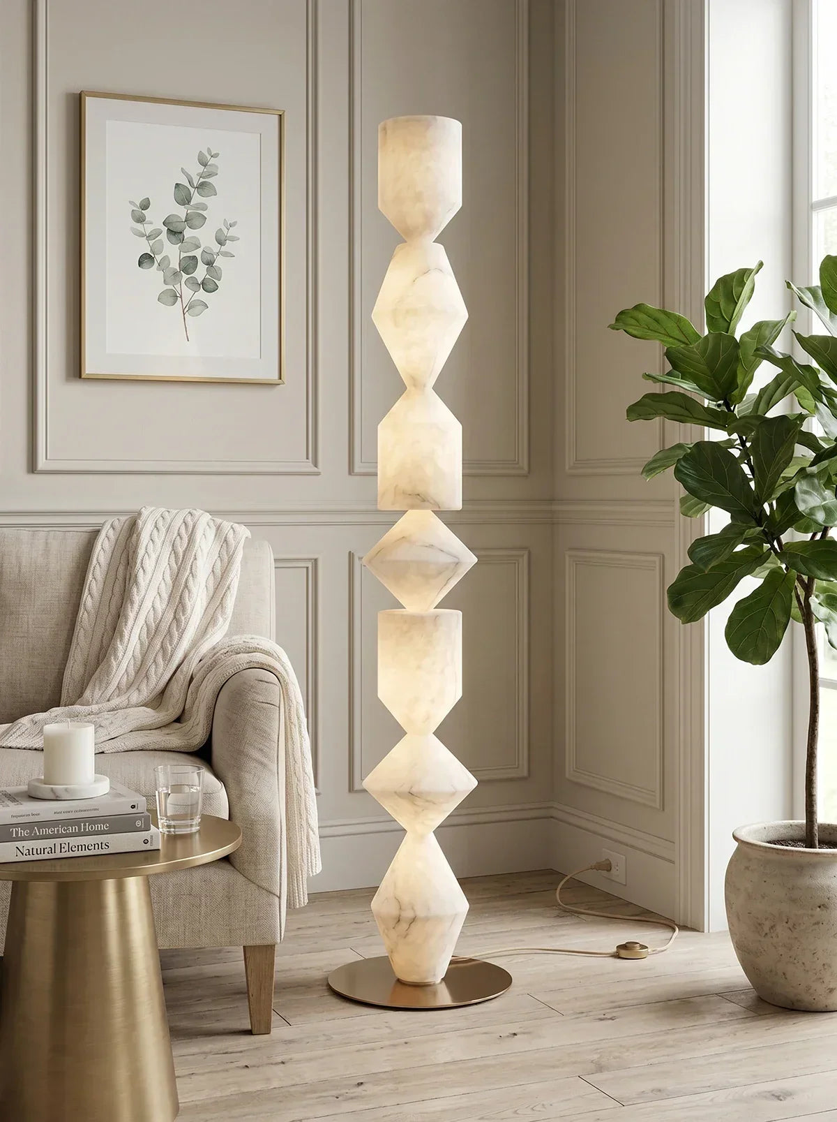 Sculptural Layered Alabaster Floor Lamp – Alabaster detail 7