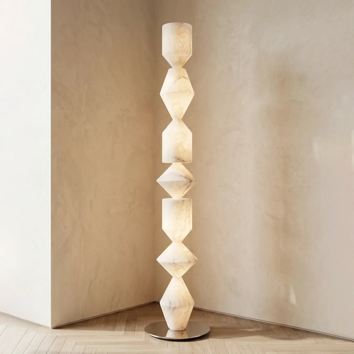 Sculptural Layered Alabaster Floor Lamp – Alabaster detail 13