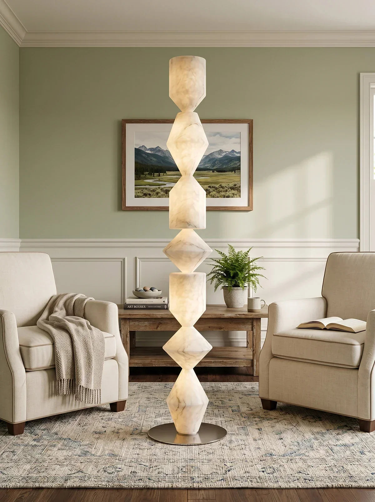 Sculptural Layered Alabaster Floor Lamp – Alabaster detail 10