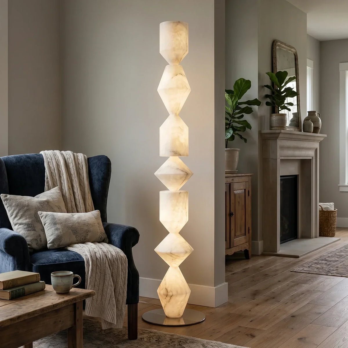 Sculptural Layered Alabaster Floor Lamp – Alabaster detail 2