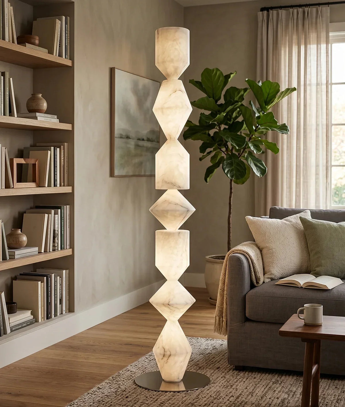 Sculptural Layered Alabaster Floor Lamp – Alabaster detail 9