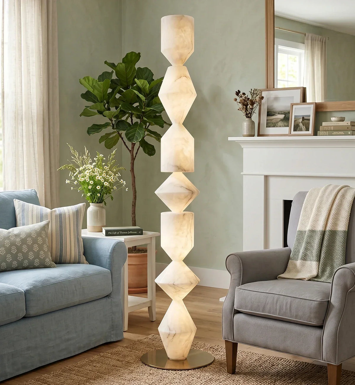 Sculptural Layered Alabaster Floor Lamp – Alabaster detail 6