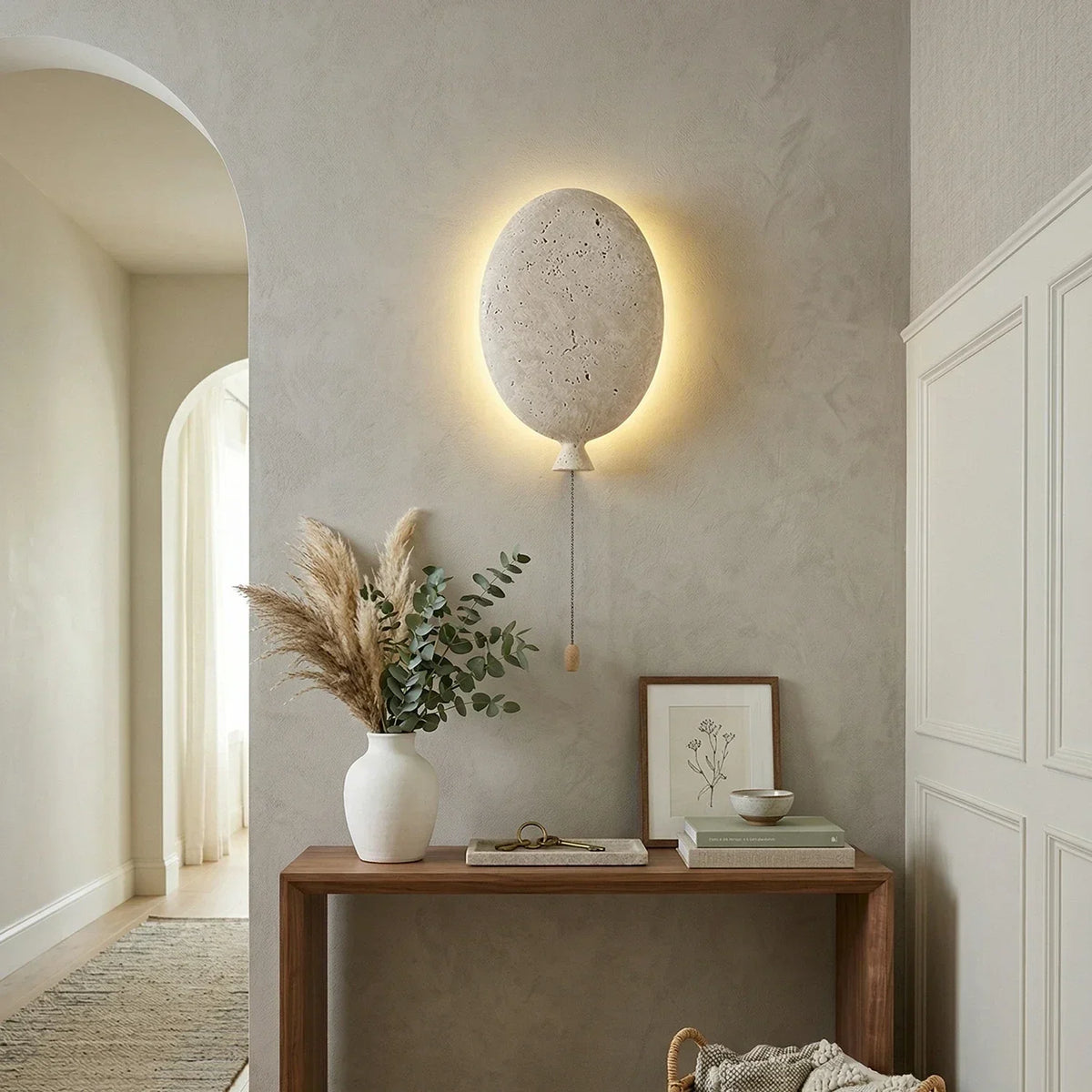 Balloon-Shaped Nino Travertine Wall Lamp – Travertine detail 7
