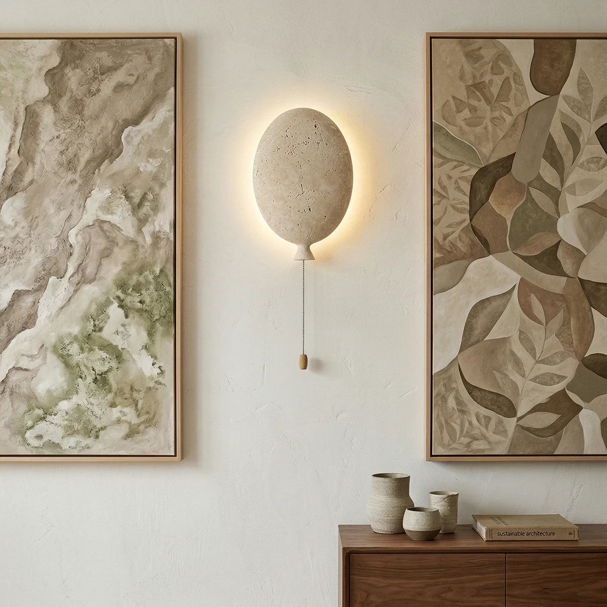 Balloon-Shaped Nino Travertine Wall Lamp – Travertine detail 4