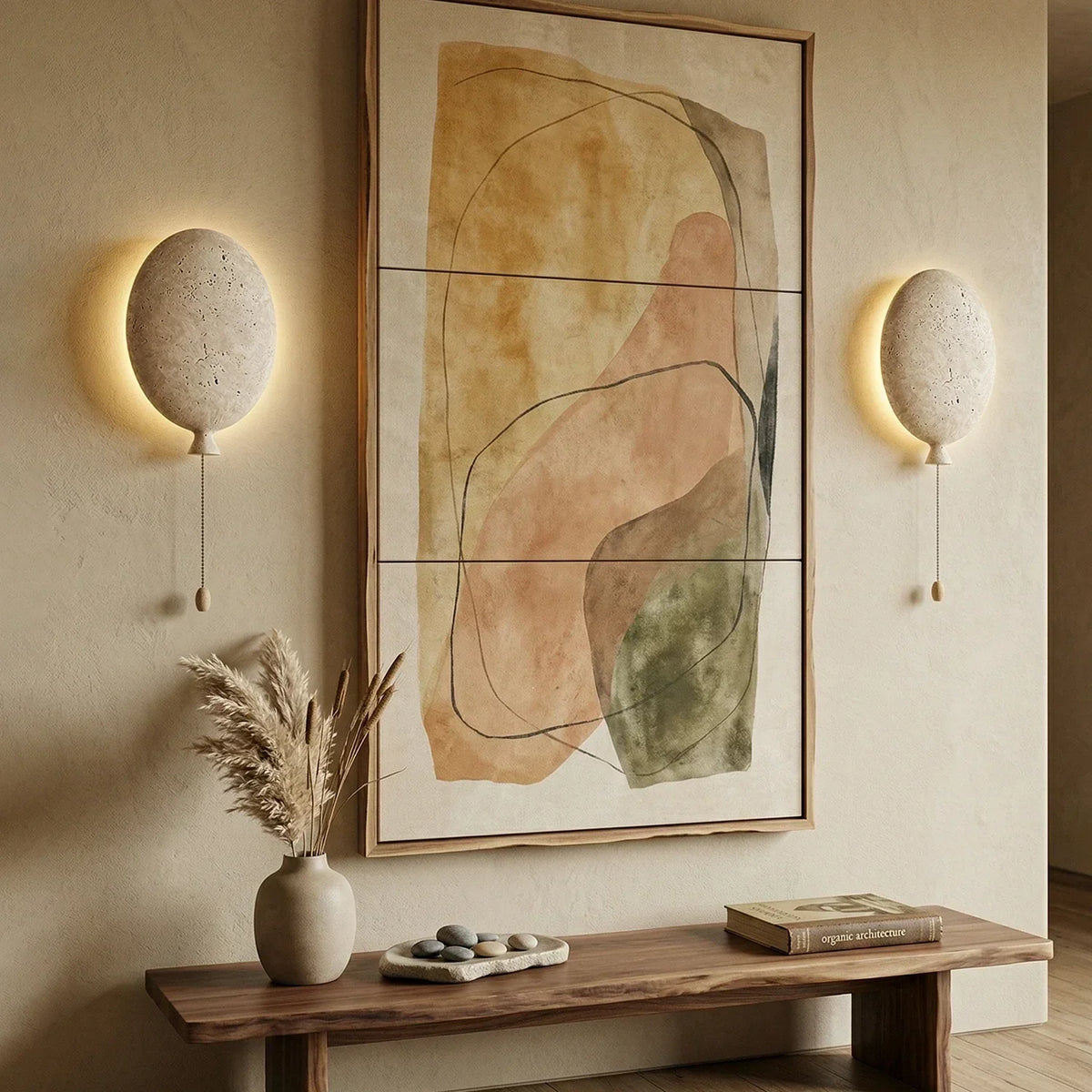Balloon-Shaped Nino Travertine Wall Lamp – Travertine detail 11