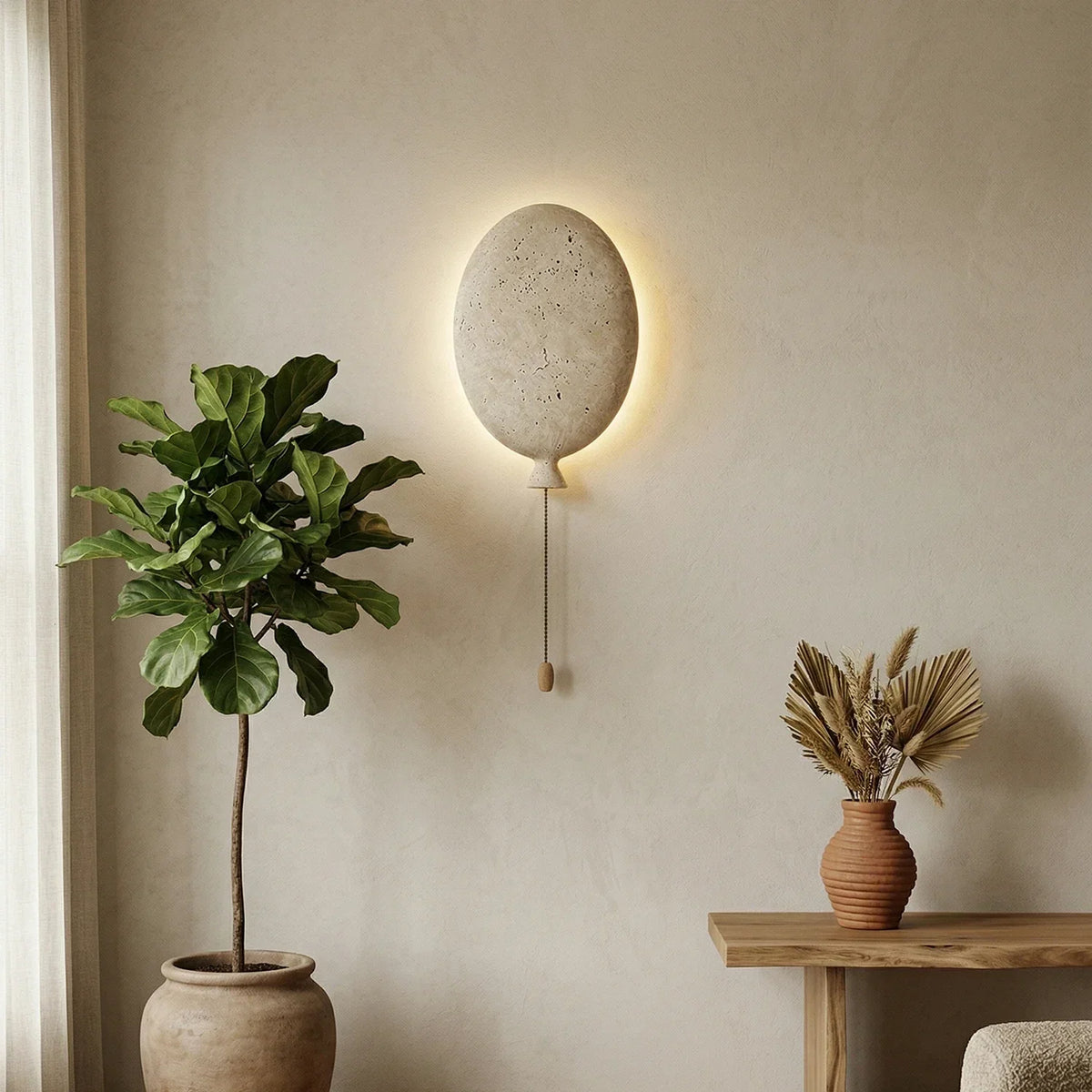 Balloon-Shaped Nino Travertine Wall Lamp – Travertine detail 6