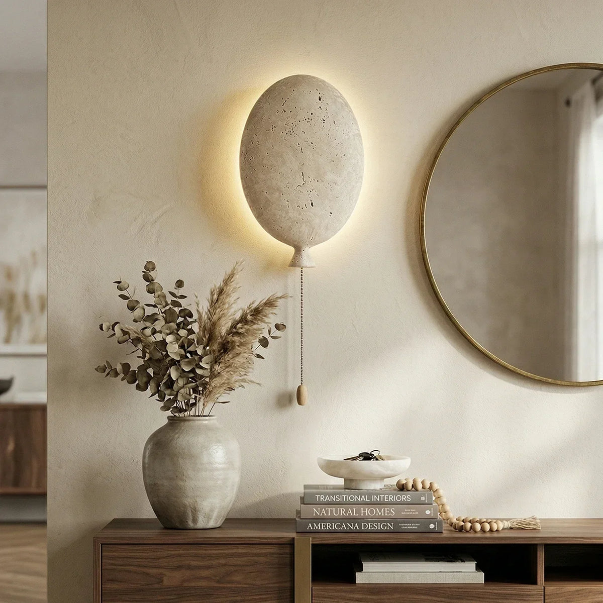 Balloon-Shaped Nino Travertine Wall Lamp – Travertine detail 5
