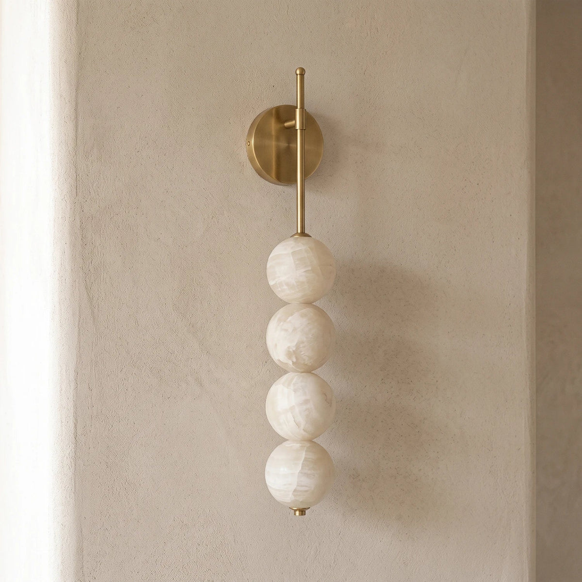 Beaded Aurelle Alabaster Orb Wall Sconce – Alabaster detail 17