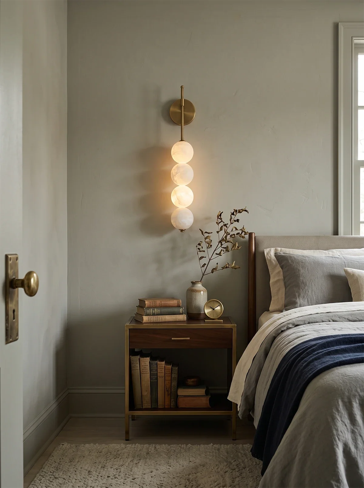 Beaded Aurelle Alabaster Orb Wall Sconce – Alabaster detail 10