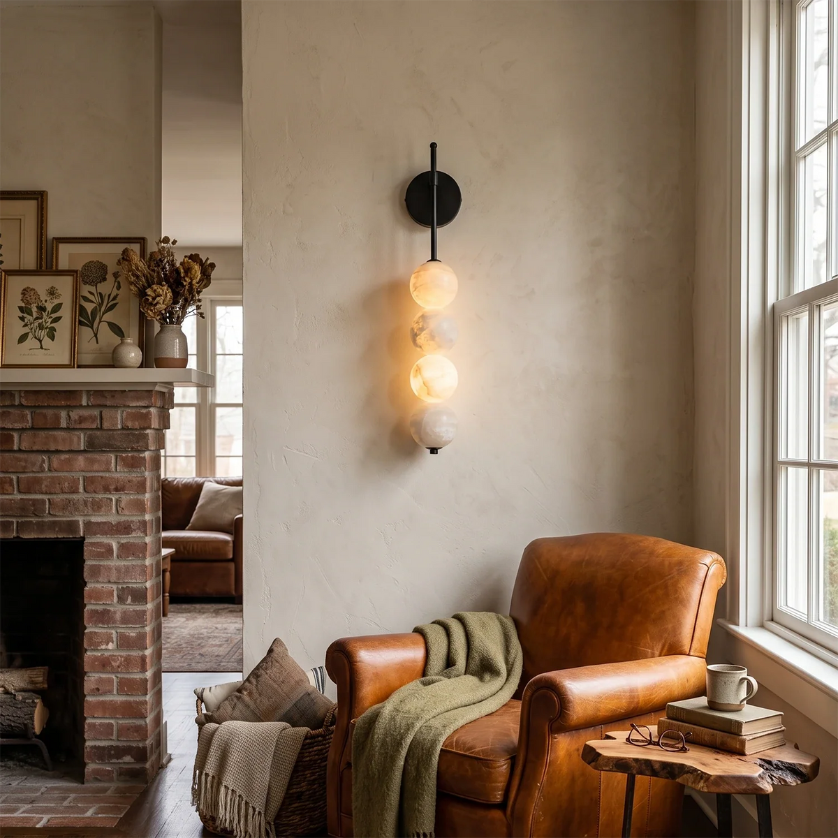 Beaded Aurelle Alabaster Orb Wall Sconce – Alabaster detail 3