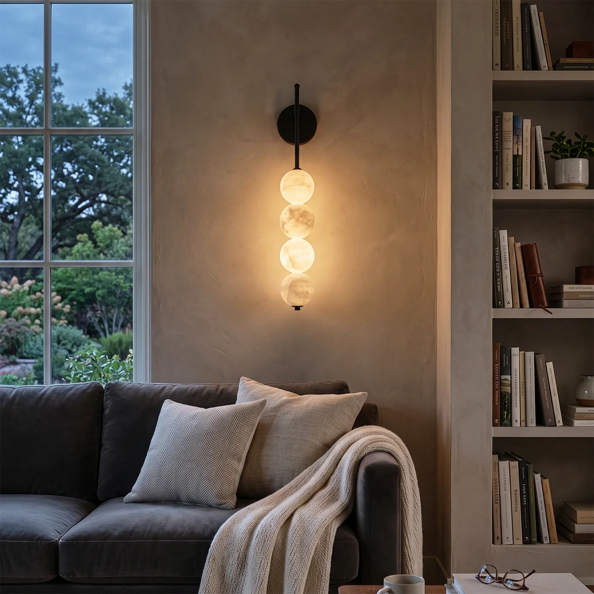 Beaded Aurelle Alabaster Orb Wall Sconce – Alabaster detail 6