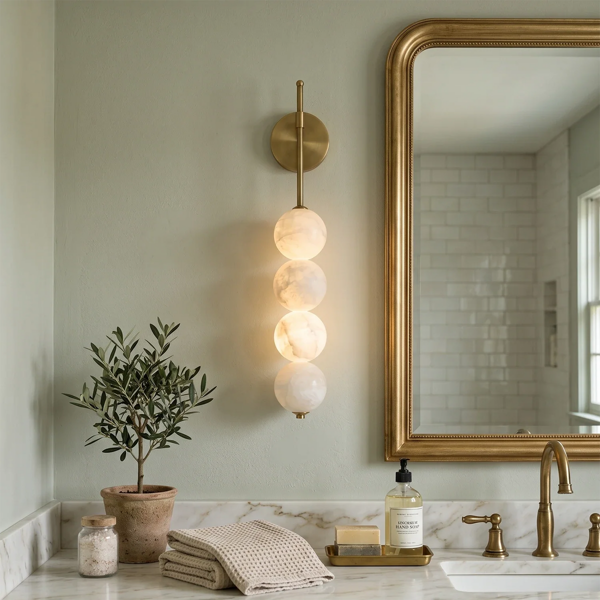 Beaded Aurelle Alabaster Orb Wall Sconce – Alabaster detail 2
