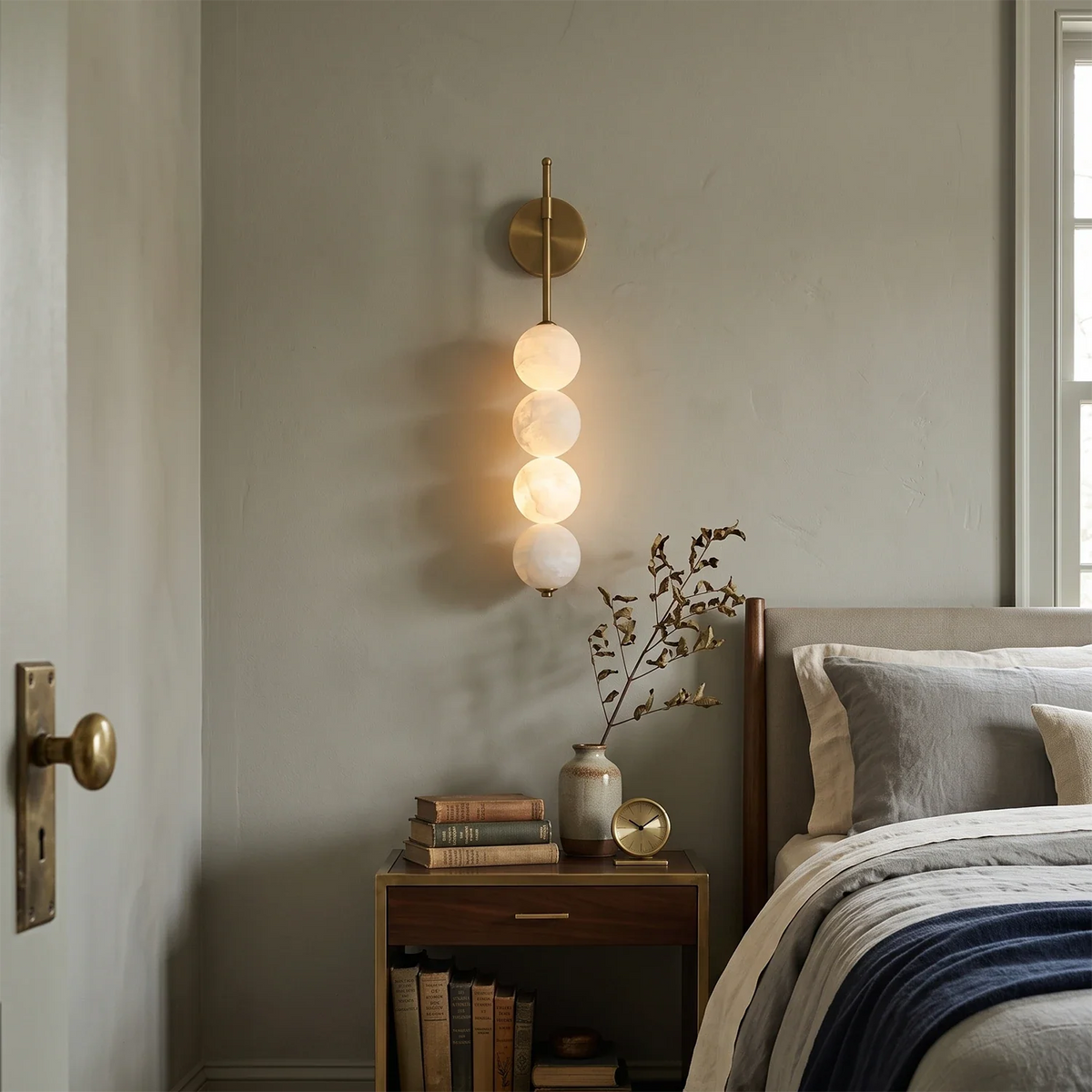Beaded Aurelle Alabaster Orb Wall Sconce – Alabaster detail 5