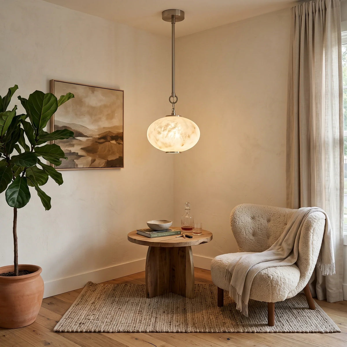 Bellamy Alabaster Lantern Pendant Light – Alabaster detail 2