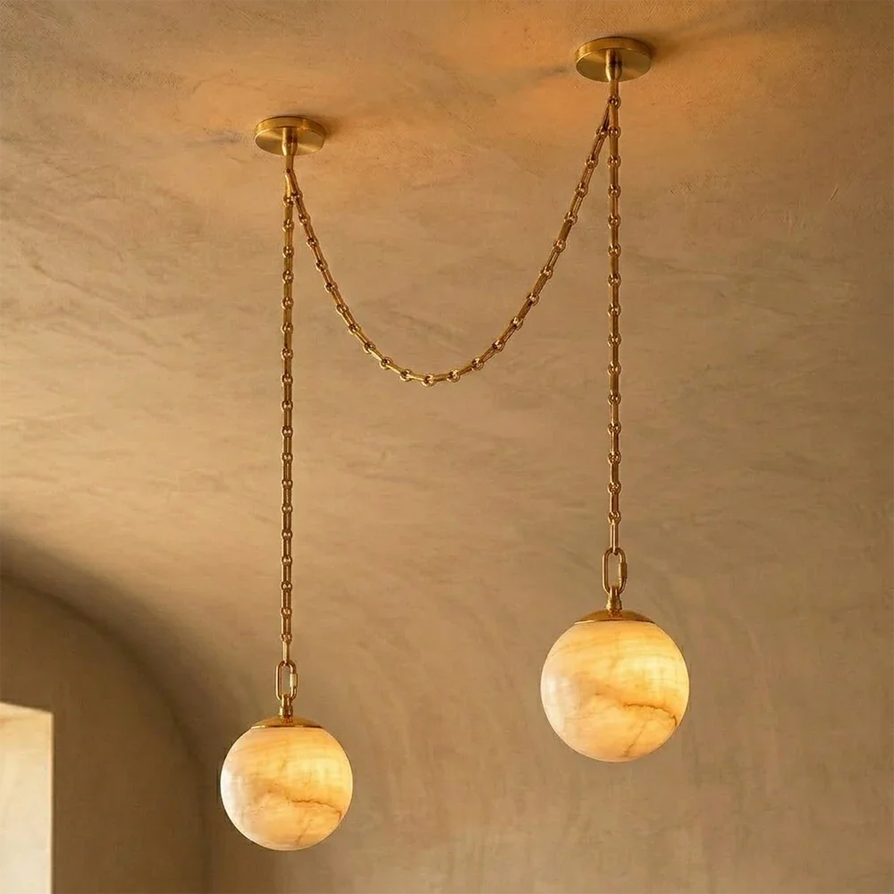 Alabaster Spherical Chain Chandelier – Alabaster detail 24