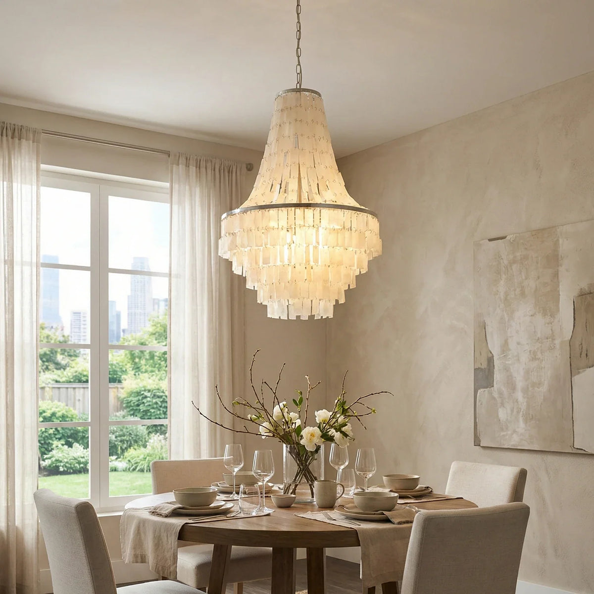 Boho Tiered Capiz Iron Chandelier – Iron detail 2