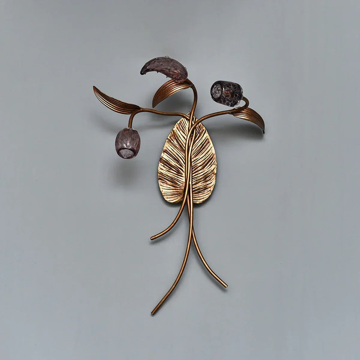 Brass Antique Plant Flower Glass Wall Lamp – Glass detail 14