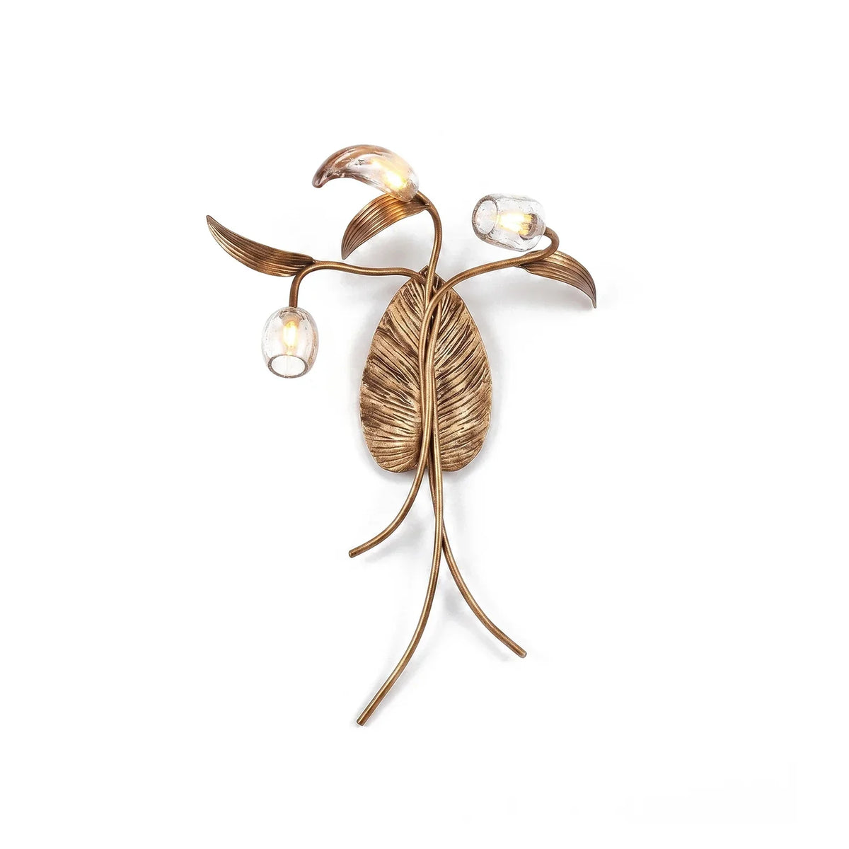 Brass Antique Plant Flower Glass Wall Lamp