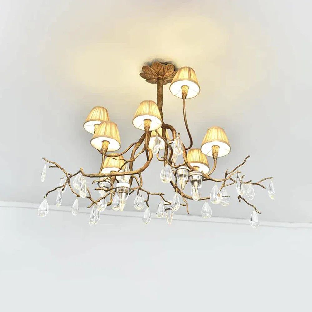 Brass Branch Crystal Teardrop Chandelier – Crystal detail 13