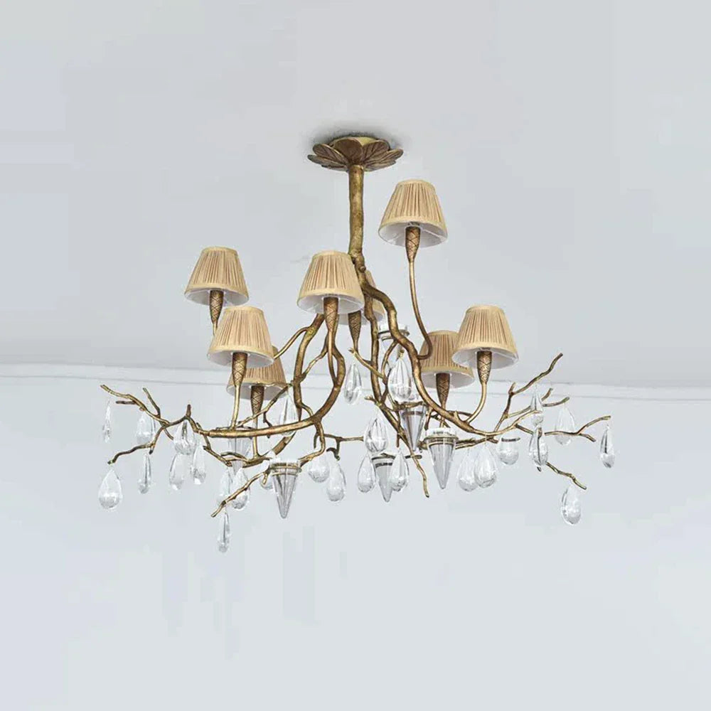 Brass Branch Crystal Teardrop Chandelier – Crystal detail 14