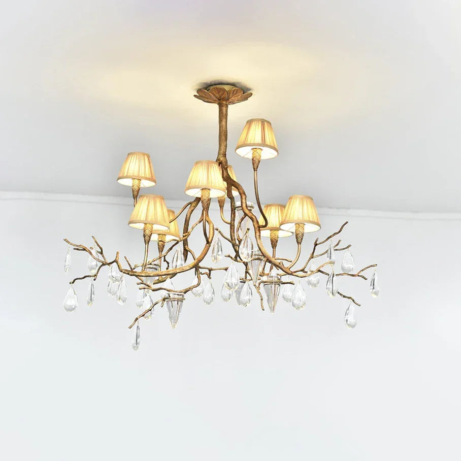 Brass Branch Crystal Teardrop Chandelier – Crystal detail 12