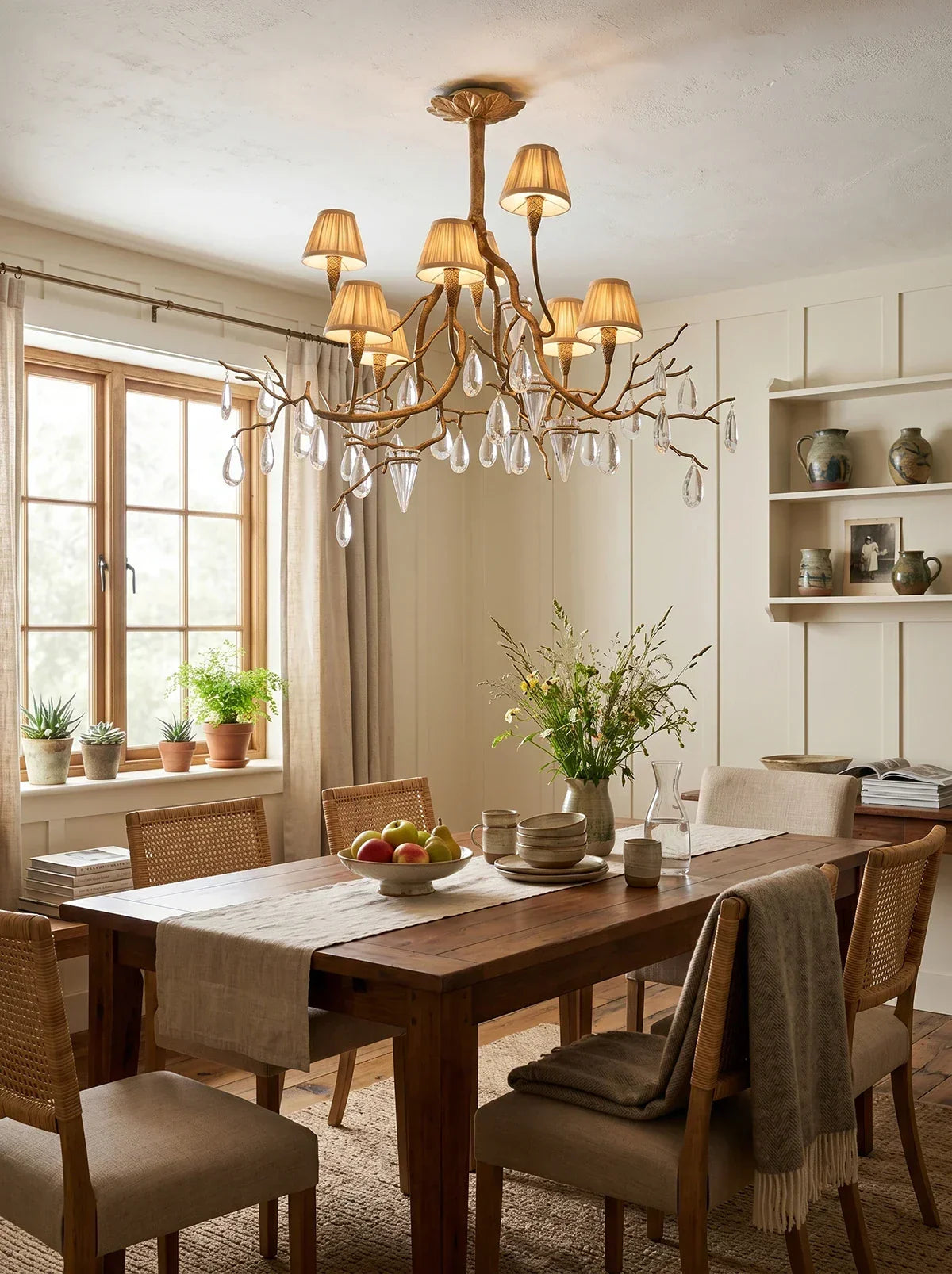 Brass Branch Crystal Teardrop Chandelier – Crystal detail 10