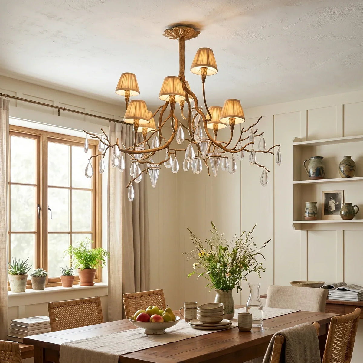 Brass Branch Crystal Teardrop Chandelier – Crystal detail 3
