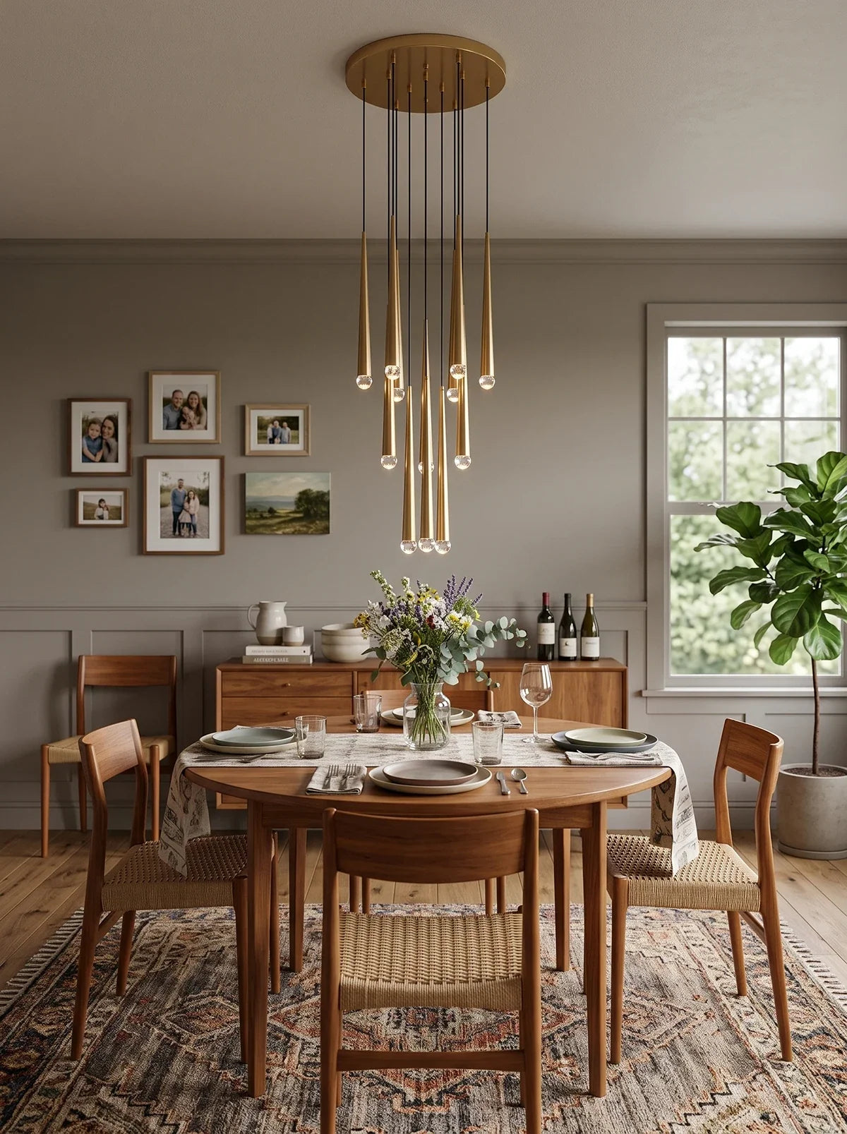 Brass Spinal Tube Combination Crystal Chandelier – Crystal detail 9