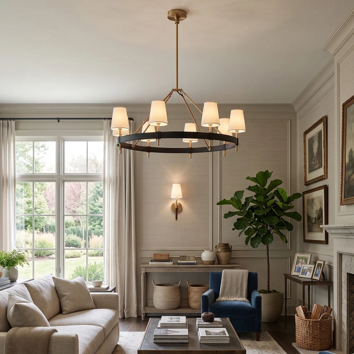 Bridell Leather-Wrapped Brass Chandelier – Brass detail 3