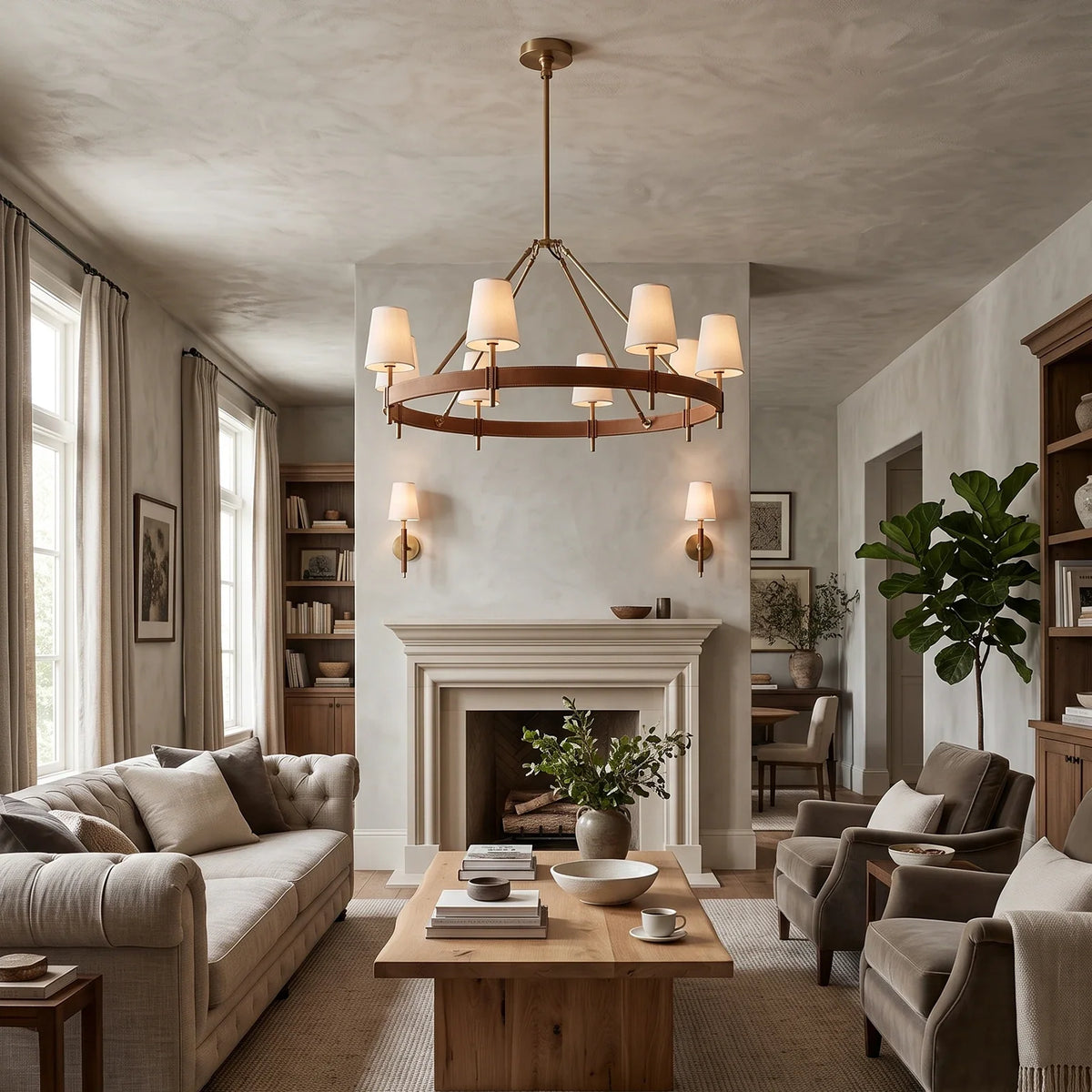 Bridell Leather-Wrapped Brass Chandelier – Brass detail 2