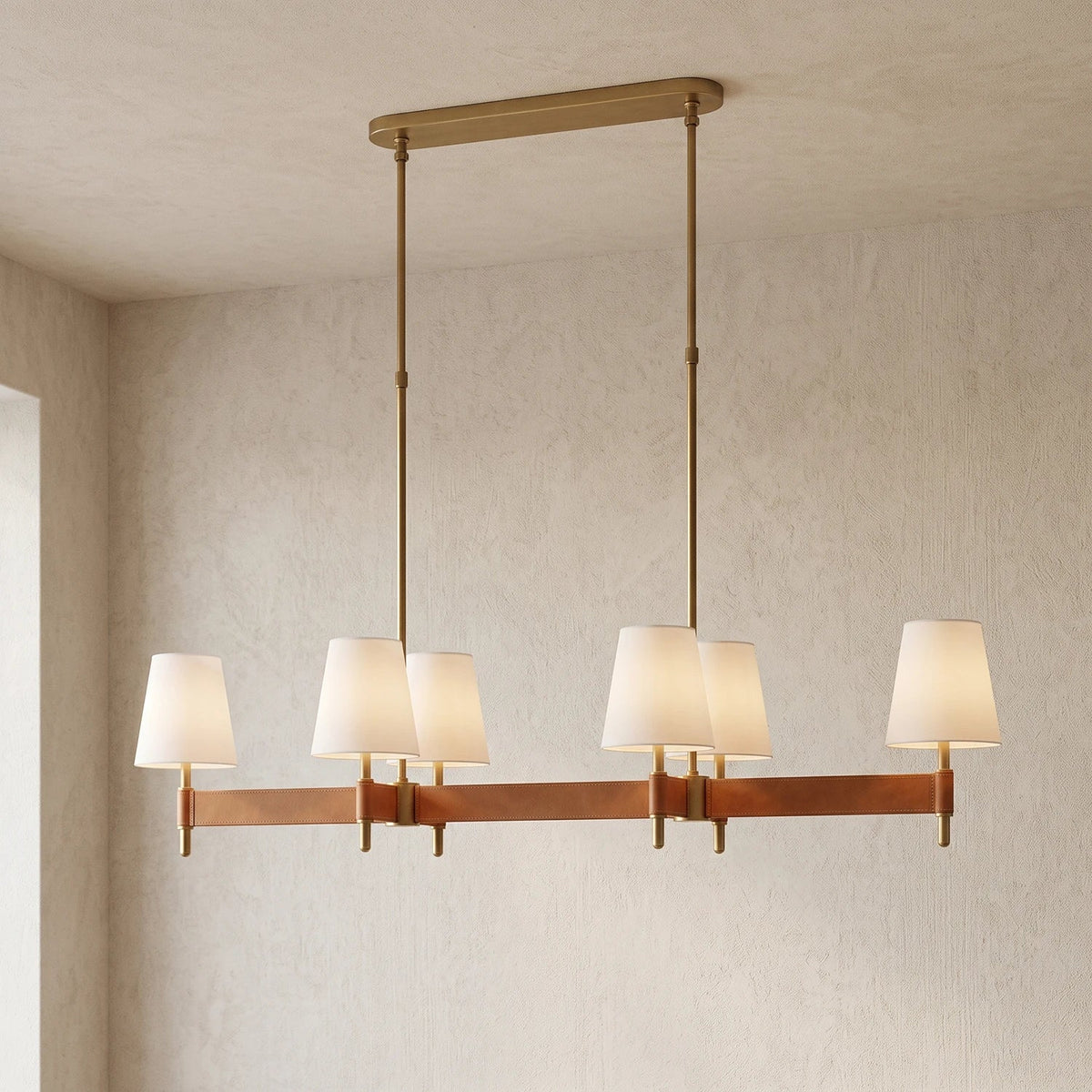 Bridell Leather-Wrapped Brass Chandelier – Brass detail 28