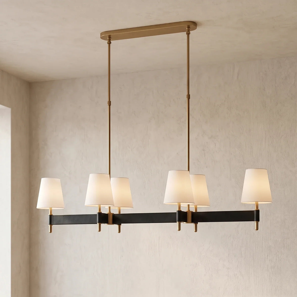Bridell Leather-Wrapped Brass Chandelier – Brass detail 29