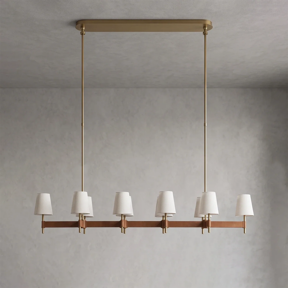 Bridell Leather-Wrapped Brass Chandelier – Brass detail 30