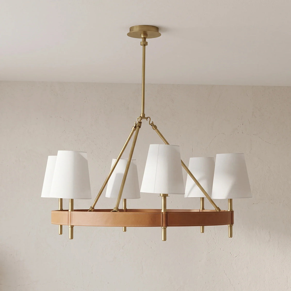 Bridell Leather-Wrapped Brass Chandelier – Brass detail 32