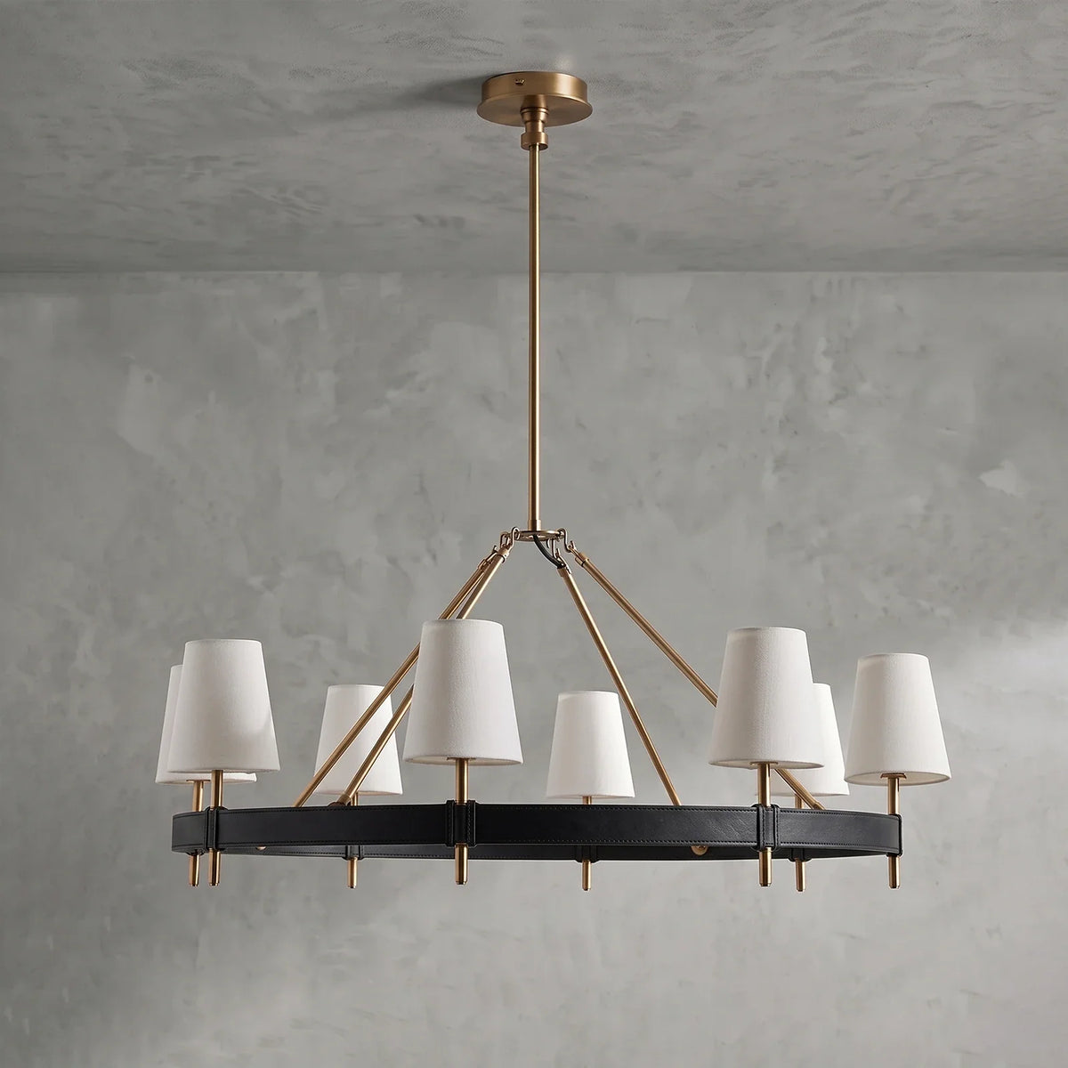 Bridell Leather-Wrapped Brass Chandelier – Brass detail 27