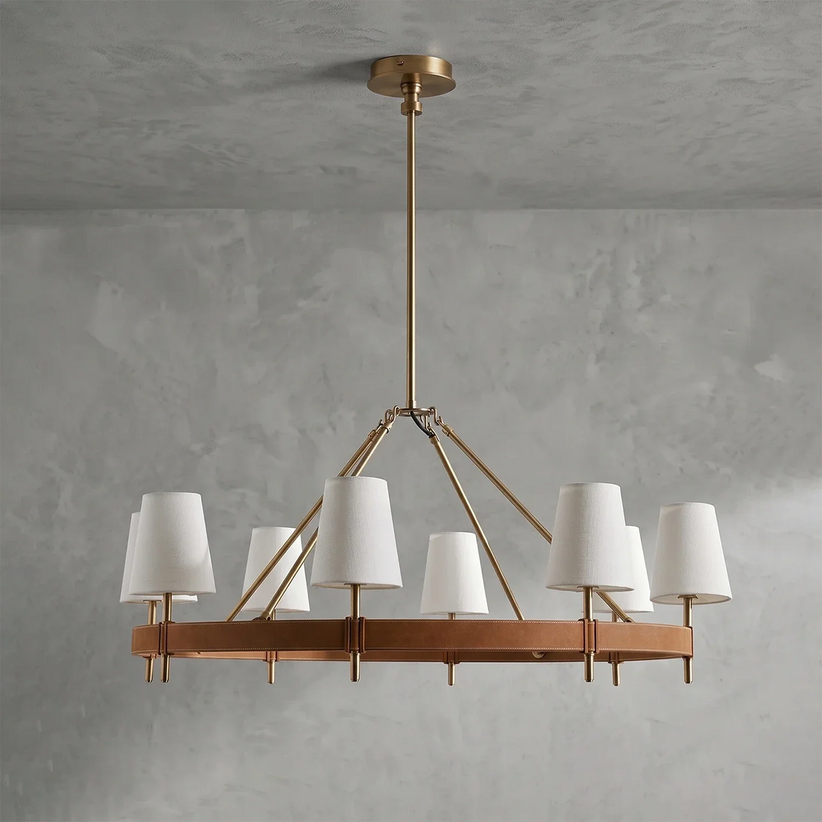 Bridell Leather-Wrapped Brass Chandelier – Brass detail 26